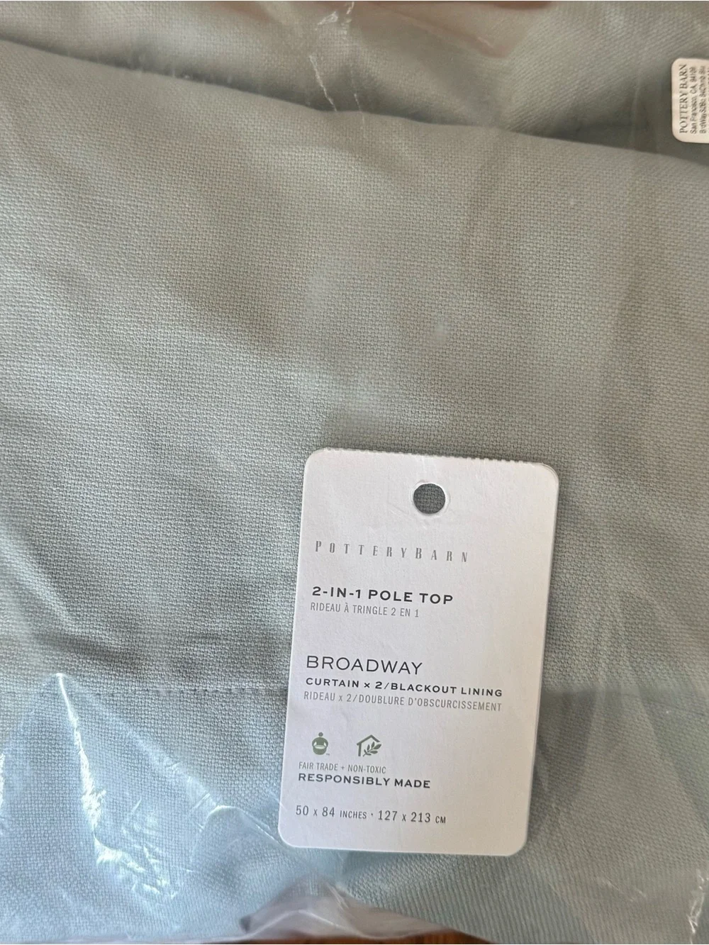 NWT SINGLE Pottery Barn Broadway Chambray Blue Blackout Curtain 50x84 in